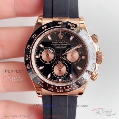 AR Factory 904L Rolex Cosmograph Daytona 40mm CAL.4130 Watch -Rose Gold Case,Black Dial